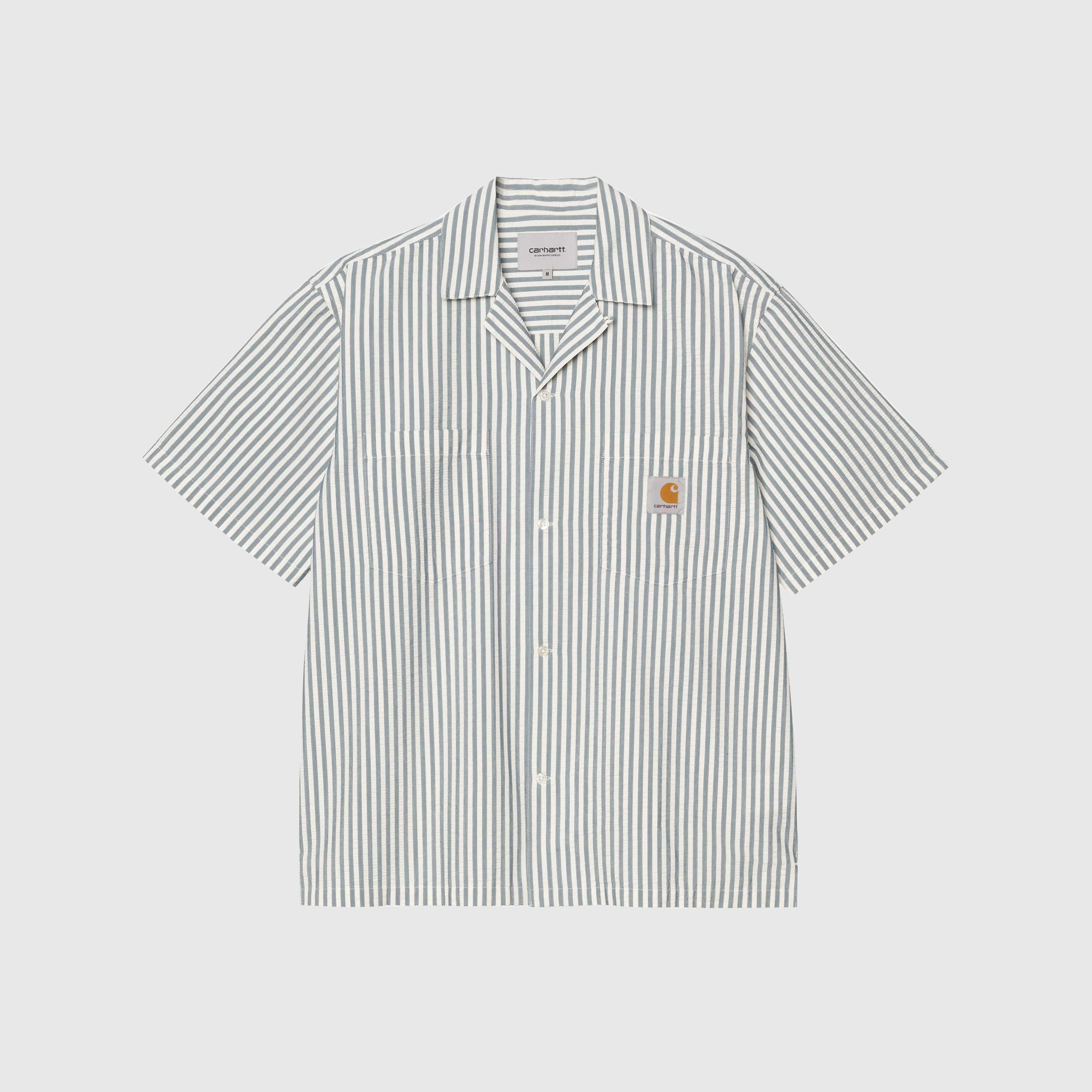 Carhartt WIP S/S Leavel Shirt - Leavel Stripe / Blue River